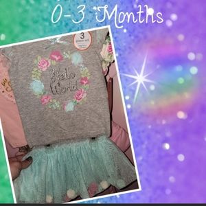 0-3 Months 2-Shirts with matching Skirt Outfit